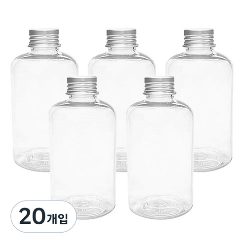 병도매닷컴 DTB200 투명 음료용기 알루미늄 실버캡, 200ml, 20개입