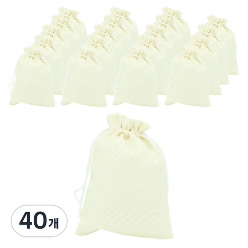 도나앤데코 컬러 마소재 주머니 소, 아이보리, 40개