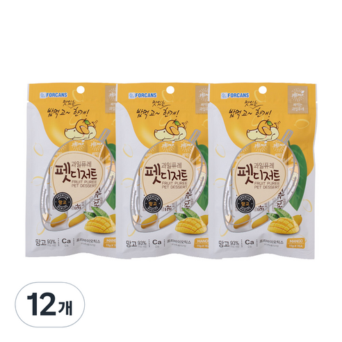 포켄스 강아지 과일퓨레 펫디저트 15g x 7p, 망고, 105g, 12개