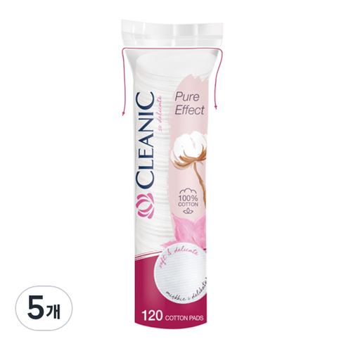클레아닉 Pure Effect 소프트 터치 화장솜, 120개입, 5개