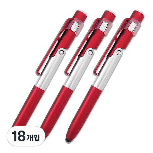 마이플러스 4 멀티 볼펜 0.38 mm, 레드, 18개입