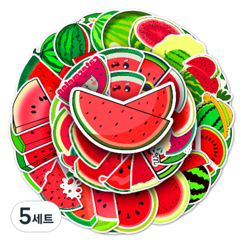 문곰상점 감성 다이어리 꾸미기 캐리어 스티커 50종 세트, 수박, 5세트