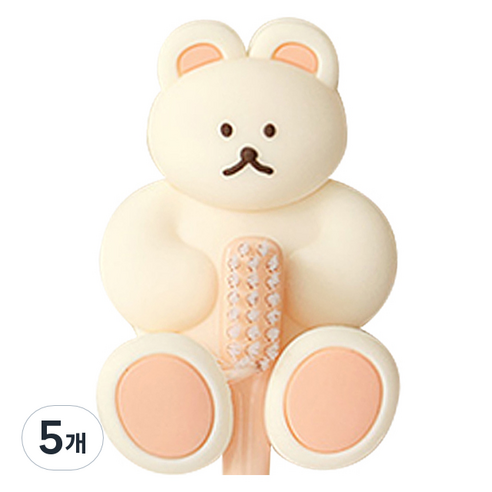 도낫도낫 실리콘 칫솔걸이, 크림, 5개