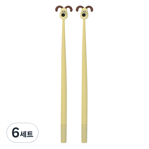 핑크풋 3000 월레스와 그로밋 흔들이 중성펜 2p 세트 0.5mm, 베이지, 6세트