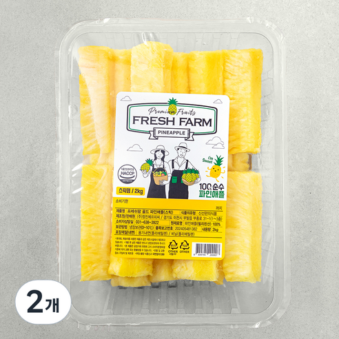 프레쉬팜 골드 파인애플 스틱, 2kg, 2개