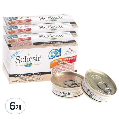 쉐지애 고양이 젤리 캔 50g x 6p, 참치 + 연어 + 쌀 혼합맛, 6개