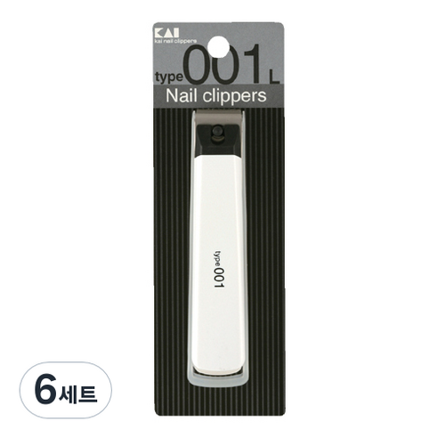 카이 손톱깎이 + 투명케이스 세트 L, 화이트, 6세트