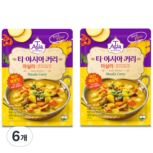 티아시아키친 마살라 커리 분말, 100g, 6개