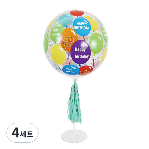 미미셀렉 생일 파티 풍선 스탠드 테슬 세트 랜덤발송, 해피벌룬, 4세트