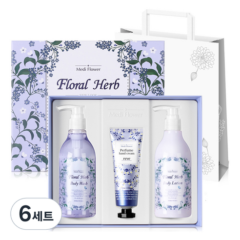 메디플라워 플로랄 허브 바디케어 세트 + 쇼핑백, 6세트