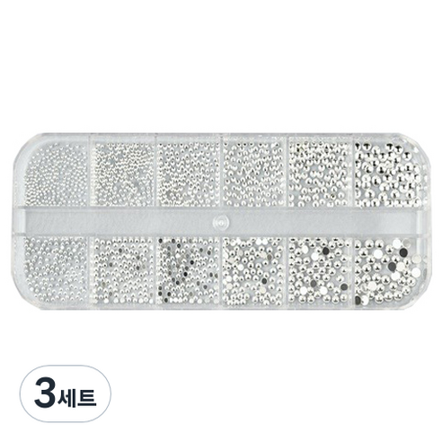 트렌드 메탈 반참 반볼 네일파츠, 실버참, 3세트