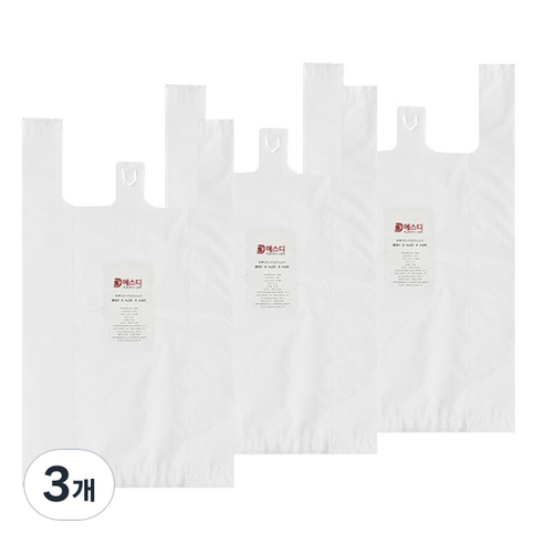 에스디 비닐봉투 백색 1호, 3L, 3개