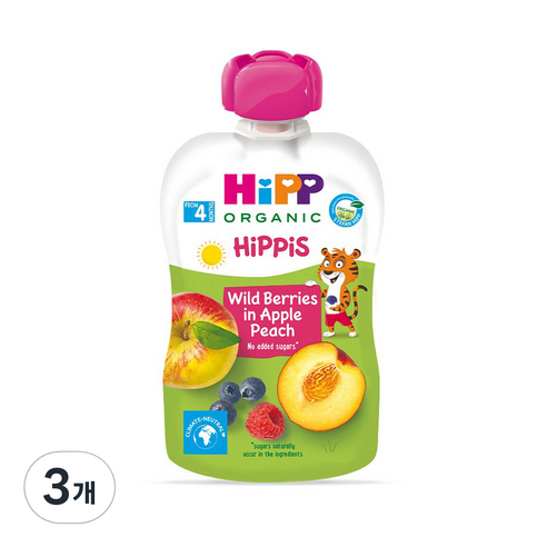 힙 와일드베리 인 애플피치 이유식, 와일드베리 + 애플 + 피치 혼합맛, 100g, 3개