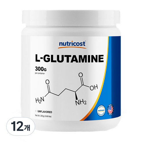 뉴트리코스트 대용량 헬스보충제 무맛 L 글루타민, 300g, 12개