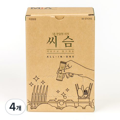 씨슴 식기세척기용 분말 세제, 500g, 4개