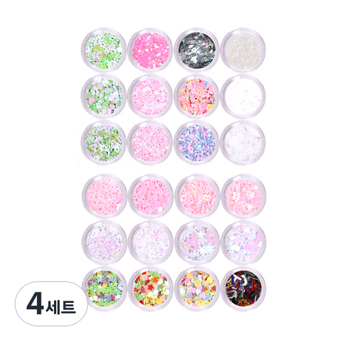 어썸젤리 셀프네일 글리터 2종세트 10-114&117, 고급 하트 그린핑크 씽씽 캐비어 패키지 네일, 4세트
