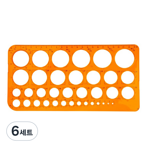 마다꾸미 컬러 도형 원형자 25cm, 05 오렌지(원형자), 6세트