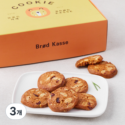 브로드카세 크렌베리 마카데미아 쿠키, 180g, 3개