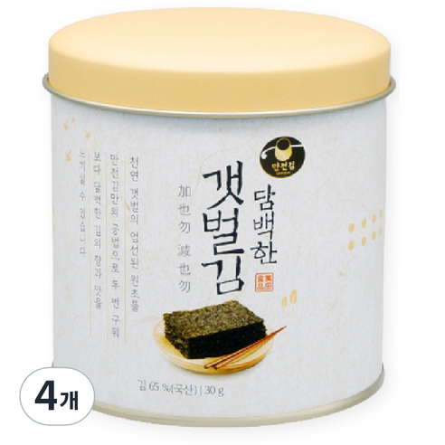 만전김 담백한 갯벌김 캔, 4개, 30g