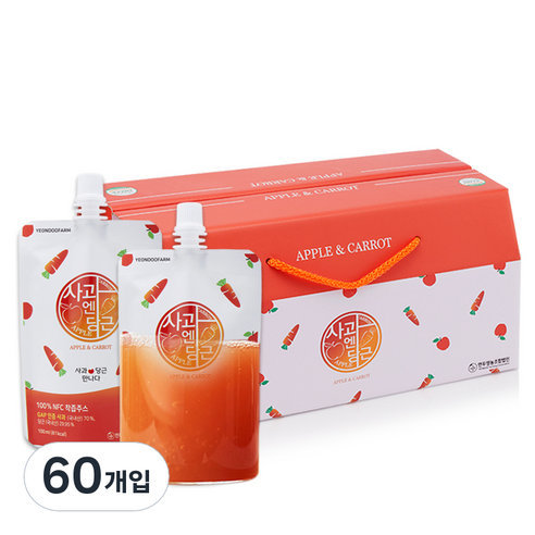 영농조합법인연두 사과엔당근 즙 주스, 100ml, 60개