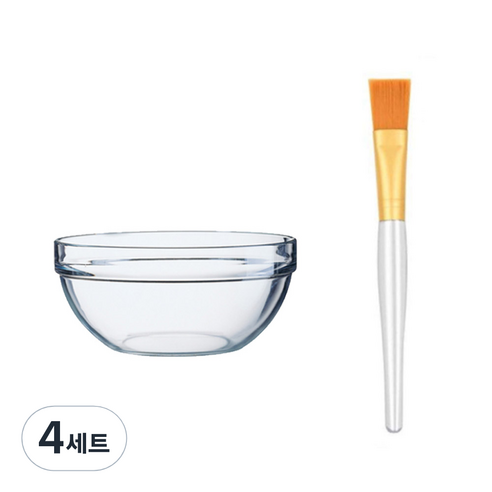 유리볼 + 팩 브러쉬, 혼합색상, 4세트