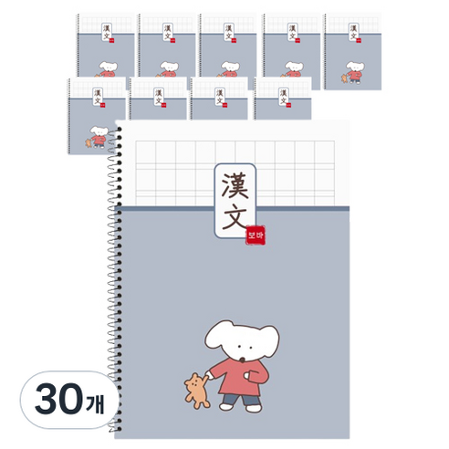 뭉구 보바 스프링 한문노트, 그레이, 30개