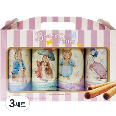 TTT 피터래빗 웨이퍼 롤 4종 세트, 초코 + 카푸치노 + 쿠키앤크림 + 바닐라, 3세트