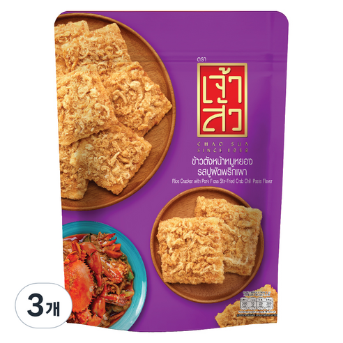 차오수아 자스민 라이스 크래커 크랩맛, 3개, 80g