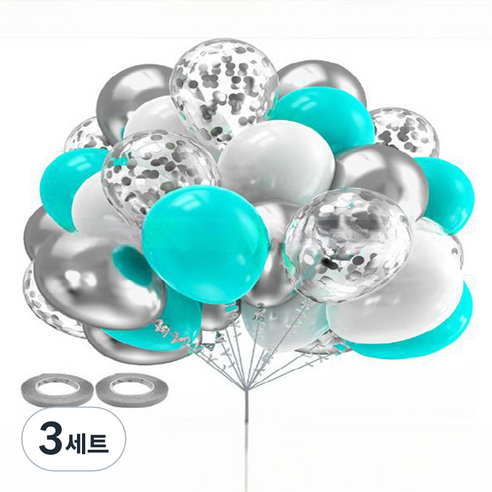 만들하비 컨페티 풍선 세트, 실버, 3세트