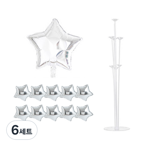 파티쇼 풍선꽂이장식세트 70cm, 별실버, 6세트