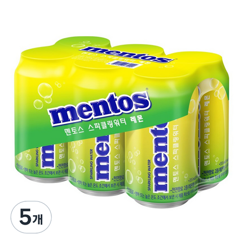 멘토스 스파클링워터 레몬 6p, 355ml, 5개