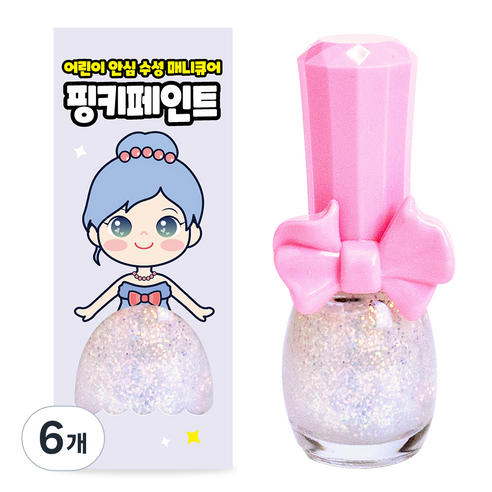 핑크공주 핑키페인트 유아매니큐어 어린이메니큐어, 6개, 트윙클서클