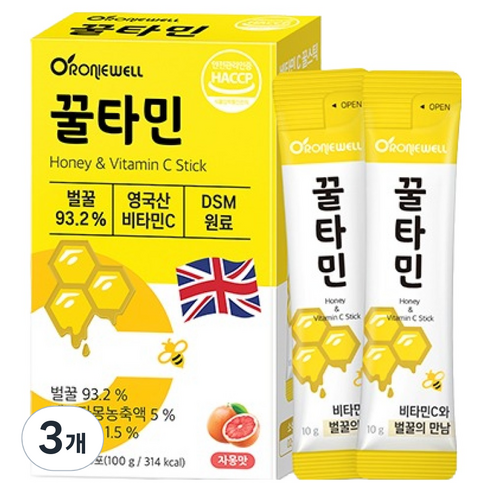 로니웰 꿀타민 자몽맛 10포, 100g, 3박스