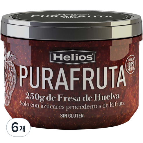 헬리오스 퓨라푸르타 딸기잼, 250g, 6개