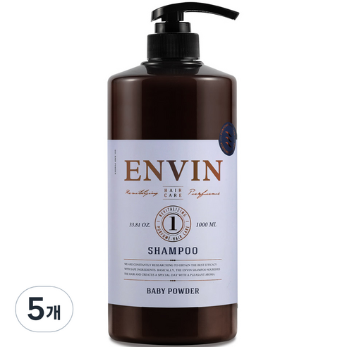 앙방 리바이탈라이징 퍼퓸 헤어케어 샴푸 베이비파우더, 1000ml, 5개