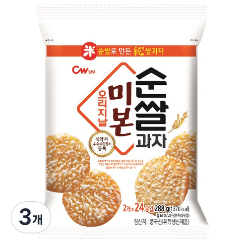 순쌀 과자 미본 오리지널, 288g, 3개