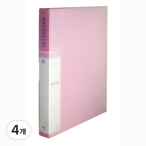 현풍화일 PP칼라 A4 60매 3공링 바인더화일, 분홍색, 4개