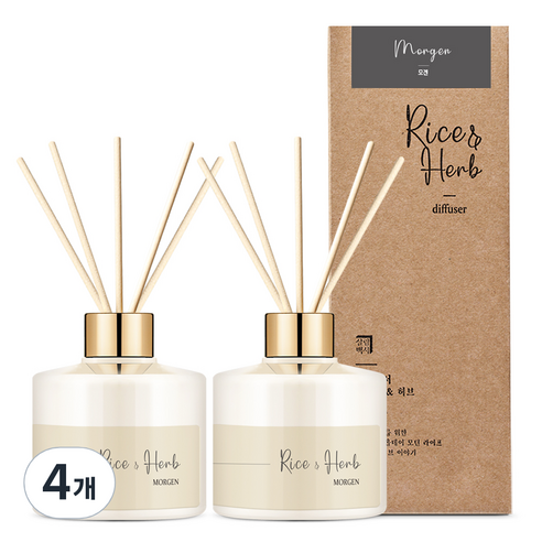 살림백서 라이스 앤 허브 디퓨저, 모겐, 200ml, 4개
