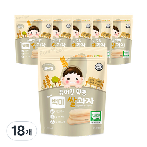 퓨어잇 떡뻥 쌀과자 30g, 백미, 18개