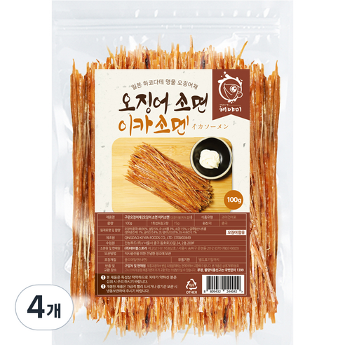 해야미 이카소멘 오징어소면, 100g, 4개