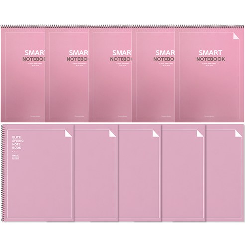 투영디자인 상철 스마트 유선노트 + 엘리트 스프링 유선노트, 모카핑크, 5세트