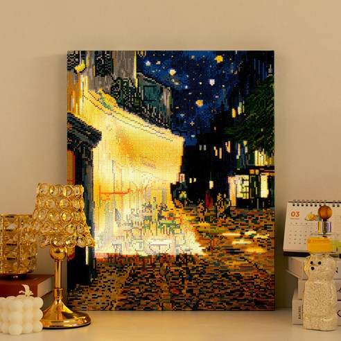 아트조이 DIY LED 캔버스형 보석십자수 40 x 50 cm, 밤의 카페테라스, 1개