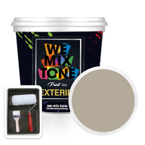 WEMIXTONE 외부용 EXTERIOR 페인트 3L + 붓 + 로울러 + 트레이 세트, WMT0071P01(페인트)