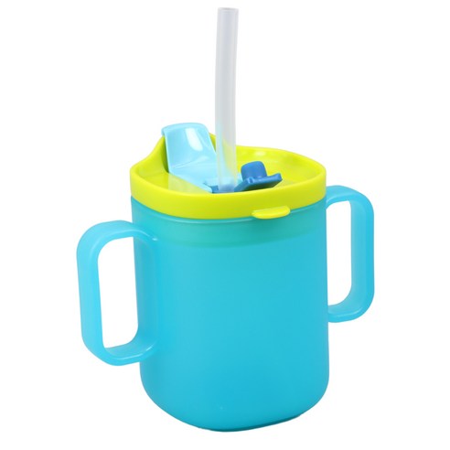 순수아 양손 다기능 빨대컵 아기물컵 스파우트컵 어린이집 준비물, 260ml, 1개, 블루