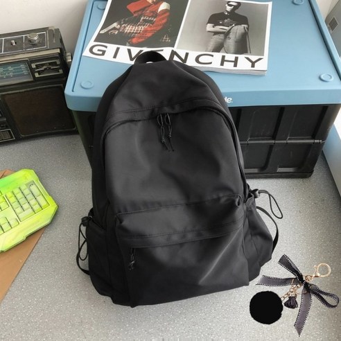 심플 대용량 데일리 백팩+가방고리 HL102