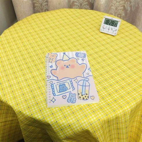 프랑온드 체크 모던 식탁보 테이블보 원형 캠핑 홈카페 식탁보, 옐로우, 60 x 90 cm
