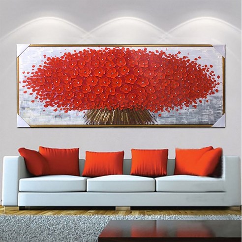 행운나무 그림 유화 빨강
