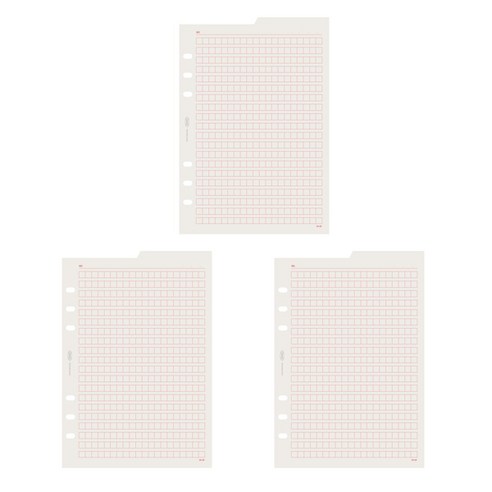 플레픽 A5 6공 양면 인덱스 패드 다이어리 리필 속지 원고지 3p, 1개입, 3개