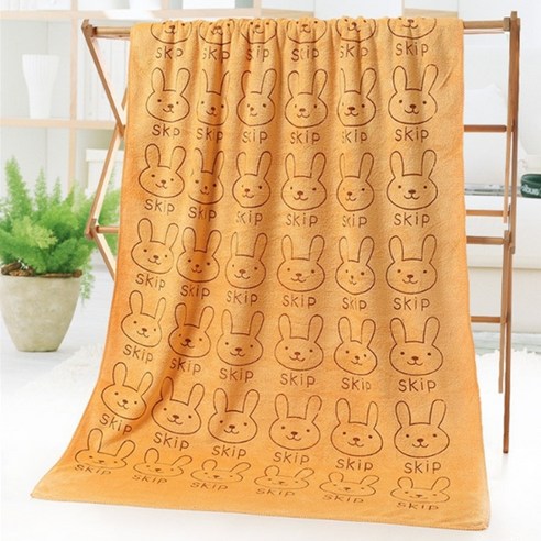 소니오 래빗앤베어 극세사 바스타월 비치타월 70 x 140 cm, 06 카라멜래빗, 1개