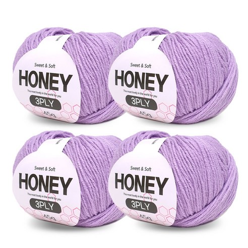 니뜨 허니 3ply 뜨개실 45g x 4p + 도안 세트, 40 라벤더
